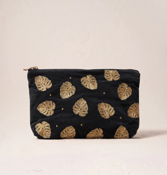 Gold Jungle Leaf Everyday Pouch