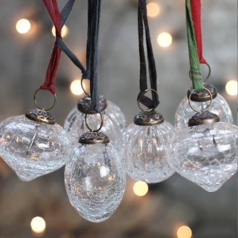 Snow Drop Glass Christmas Baubles