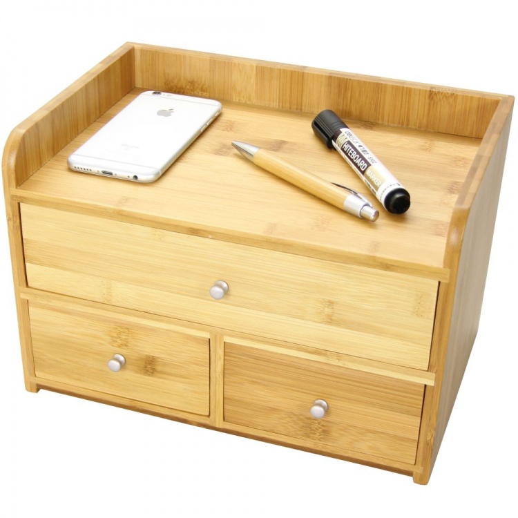 Large Bamboo Desktop Organiser By, Wooden Desk Tidy Drawers