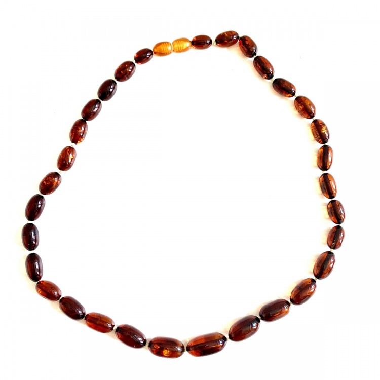 Oval Amber Bead Necklace