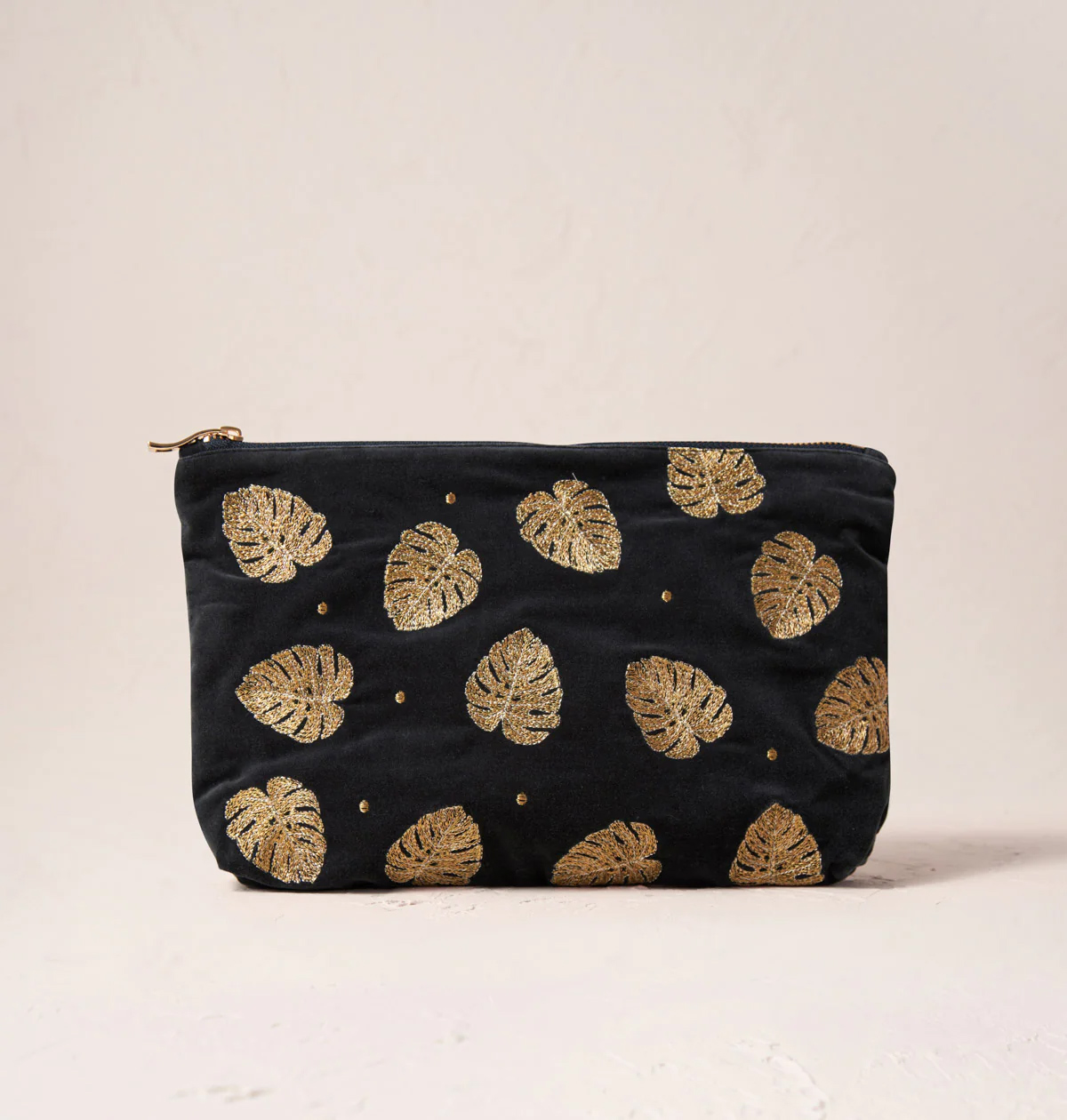 Gold Jungle Leaf Everyday Pouch