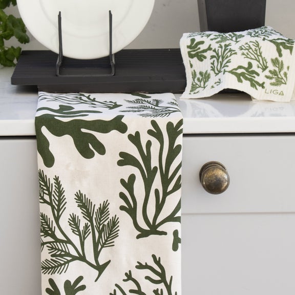 Olive Seaweed Tea Towel