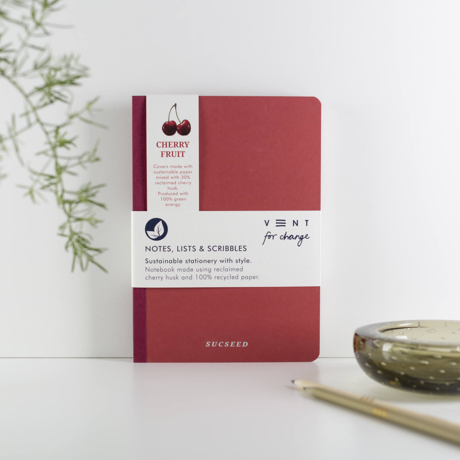 Recycled SUCSEED A5 Notebook – Cherry Husk