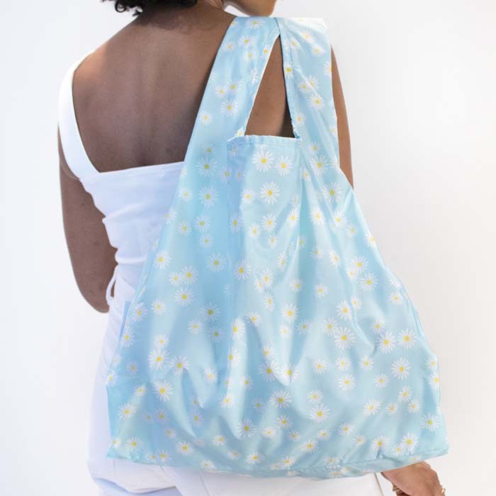 Medium Reusable Shopping Bag - Blue Daisy