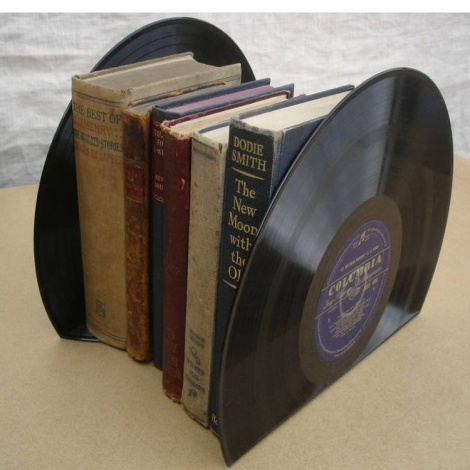 Large Recycled Vinyl Record Bookends